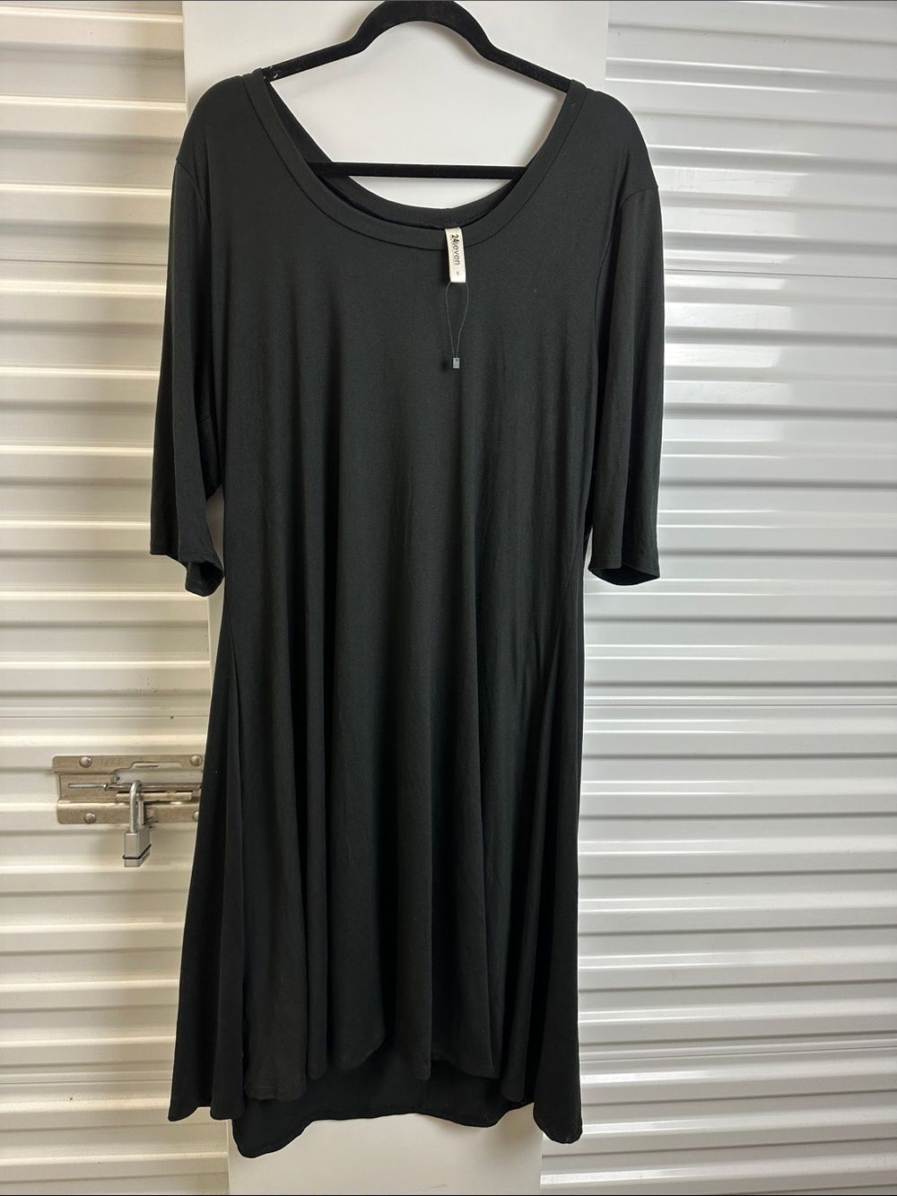 24/7 Comfort Apparel Black Scoop Neck Knit Tunic Dress